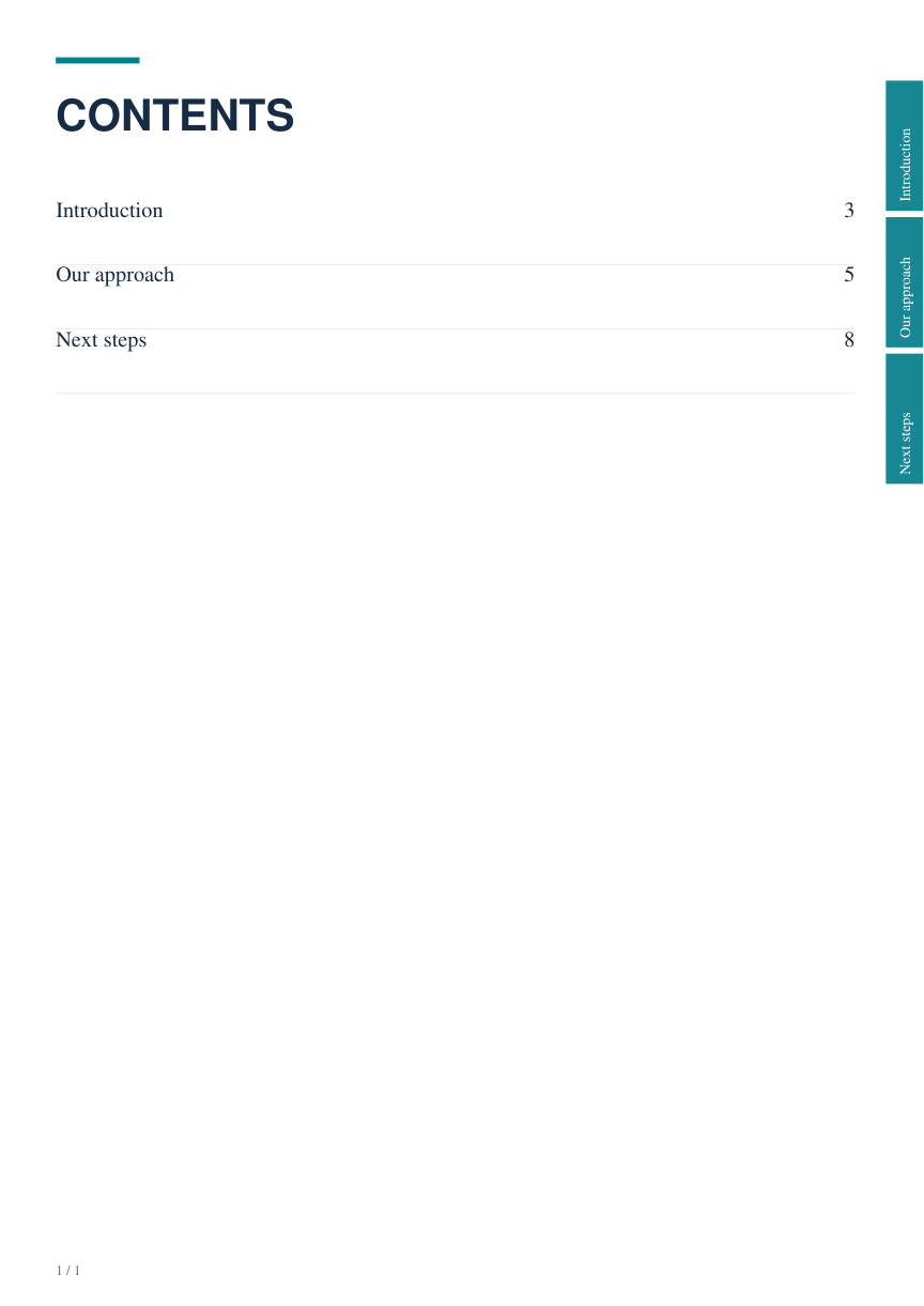 Exported contents page with clickable chapter entries and teal chapter tabs